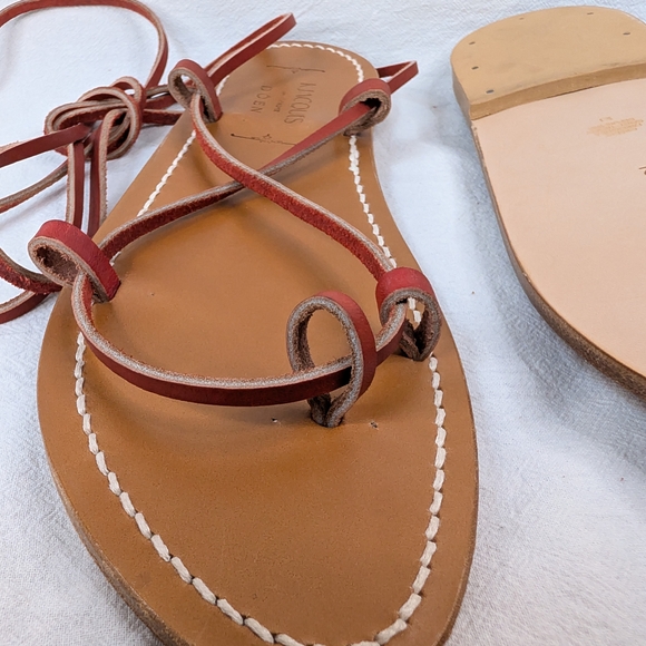 K.Jacques x DÔEN Parisian Tie-Up Gladiator Sandals Red Leather 42 - Picture 7 of 8